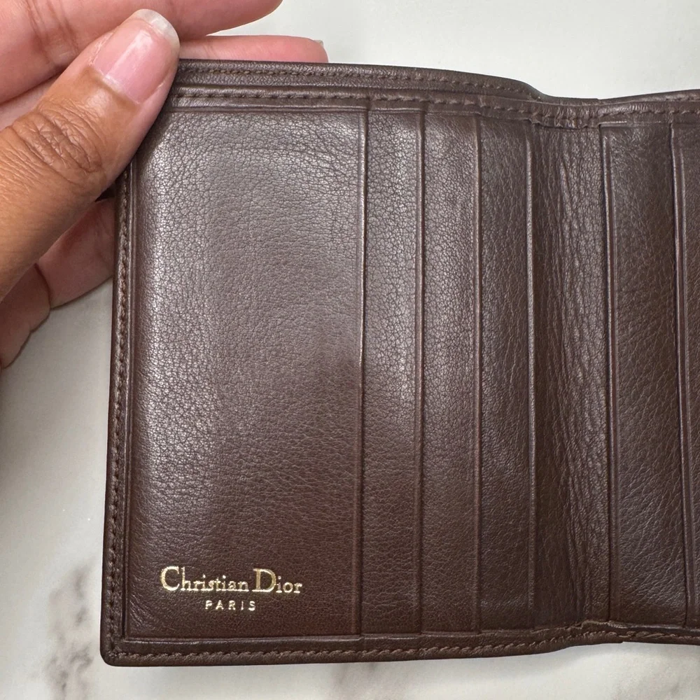 Vintage Christian Dior Brown Leather Kisslock Wallet - Picture 7 of 8